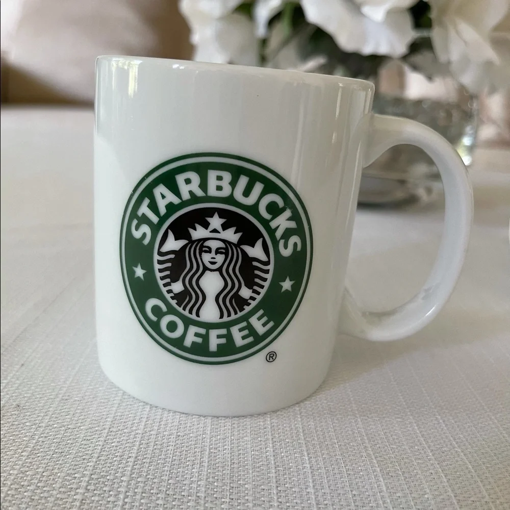 Two Starbucks 2005 White Porcelain 9 Oz. Coffee Cup Mug